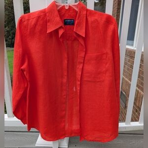 Liz Claiborne Orange/Red Linen Shirt